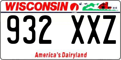 WI license plate 932XXZ
