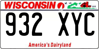 WI license plate 932XYC