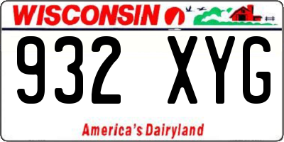WI license plate 932XYG