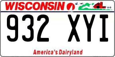 WI license plate 932XYI