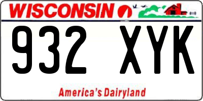WI license plate 932XYK