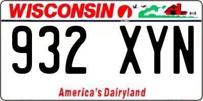 WI license plate 932XYN