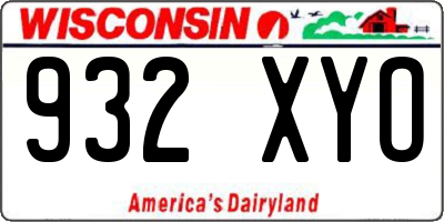 WI license plate 932XYO