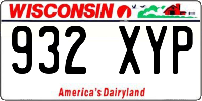 WI license plate 932XYP