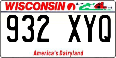 WI license plate 932XYQ