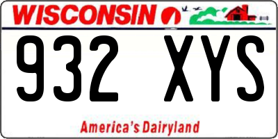 WI license plate 932XYS