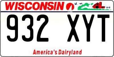 WI license plate 932XYT