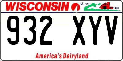 WI license plate 932XYV