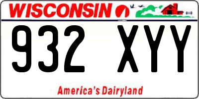WI license plate 932XYY
