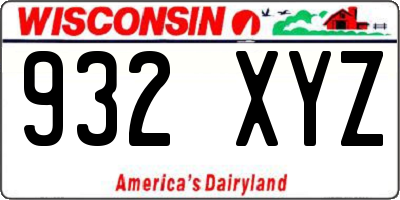 WI license plate 932XYZ