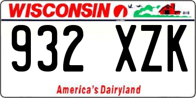 WI license plate 932XZK