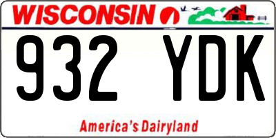WI license plate 932YDK