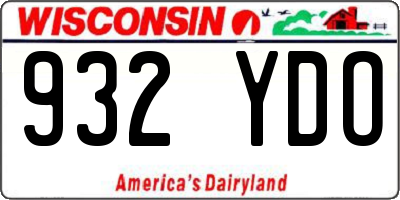 WI license plate 932YDO