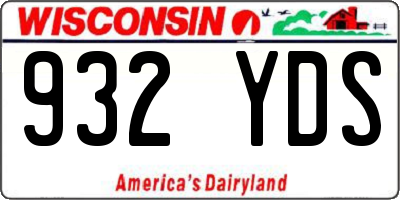 WI license plate 932YDS