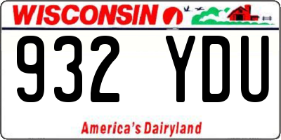 WI license plate 932YDU