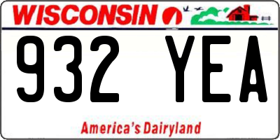 WI license plate 932YEA