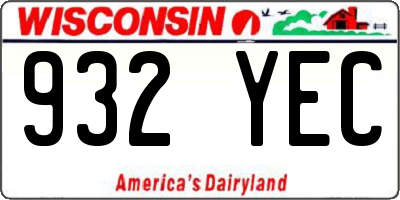 WI license plate 932YEC