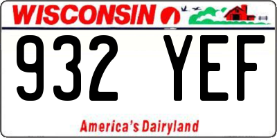 WI license plate 932YEF