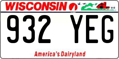 WI license plate 932YEG