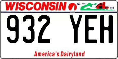 WI license plate 932YEH