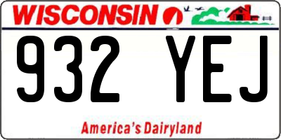 WI license plate 932YEJ