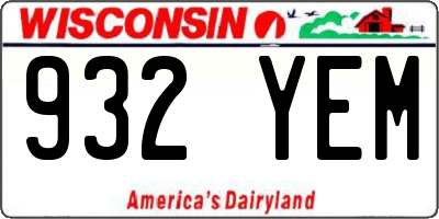 WI license plate 932YEM