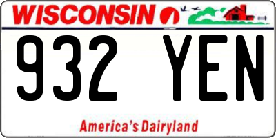 WI license plate 932YEN