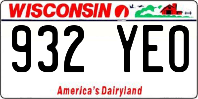 WI license plate 932YEO
