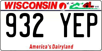 WI license plate 932YEP