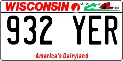 WI license plate 932YER