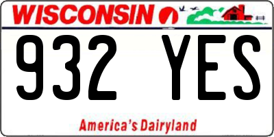 WI license plate 932YES
