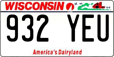 WI license plate 932YEU