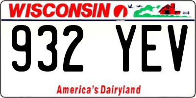 WI license plate 932YEV