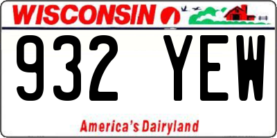 WI license plate 932YEW
