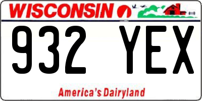 WI license plate 932YEX