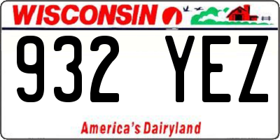 WI license plate 932YEZ