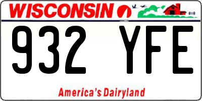 WI license plate 932YFE