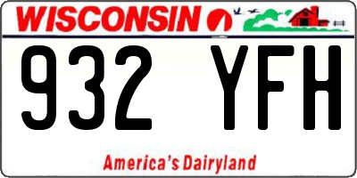 WI license plate 932YFH