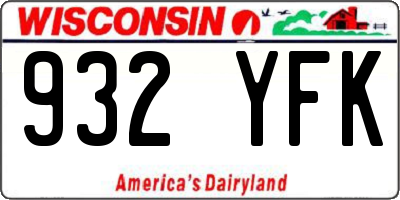 WI license plate 932YFK