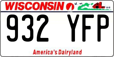 WI license plate 932YFP