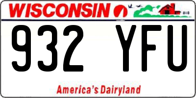 WI license plate 932YFU