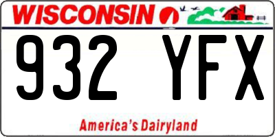 WI license plate 932YFX