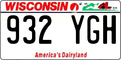WI license plate 932YGH