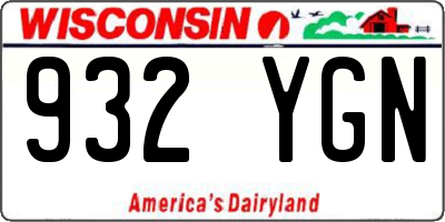 WI license plate 932YGN