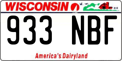 WI license plate 933NBF