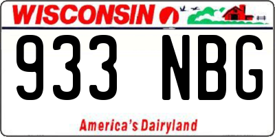 WI license plate 933NBG