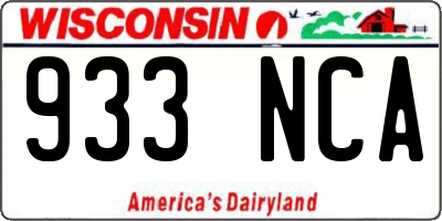WI license plate 933NCA