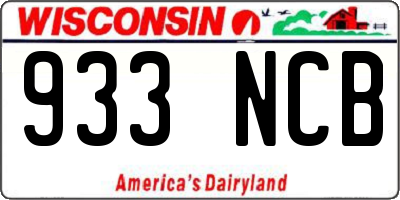 WI license plate 933NCB
