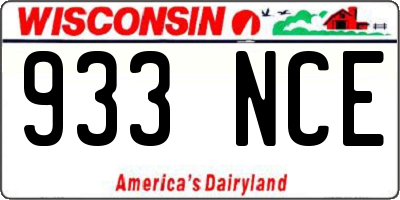 WI license plate 933NCE