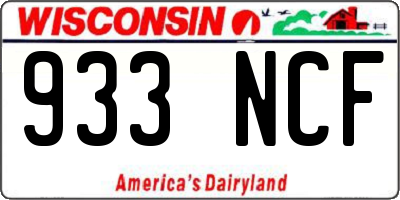 WI license plate 933NCF